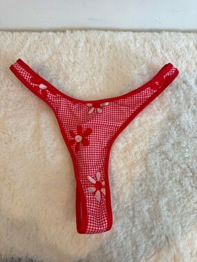 Heavy Manners ‘Little Red' High Cut Bikini Thong Bottoms